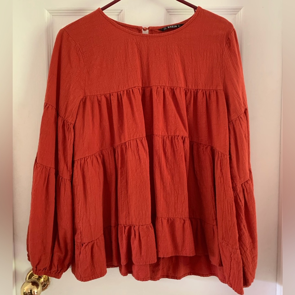 Shein Burnt Orange Tiered Top